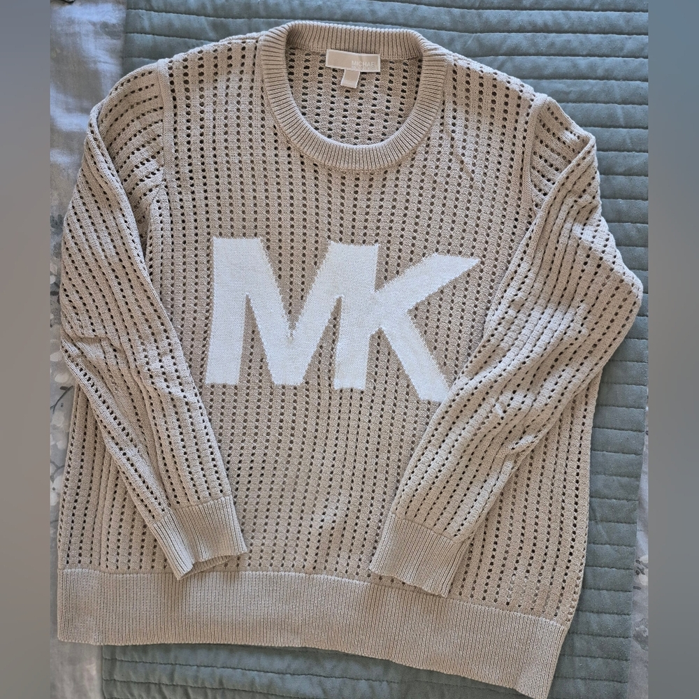 Michael Kors Tan Crewneck Sweater with White Logo